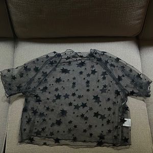 Mesh black star crop top